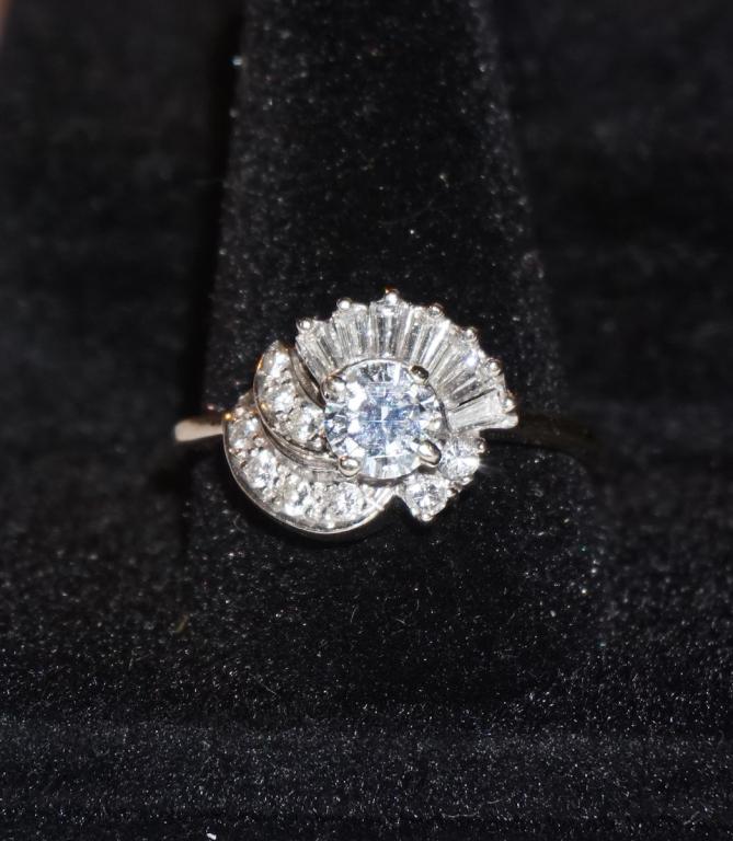 14k White Gold & Diamond Cluster Ring (1 of 3)