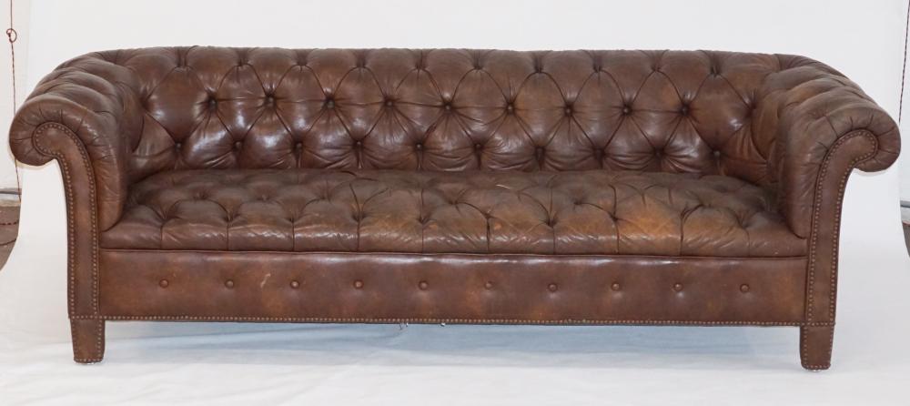 Very Fine Baker Upholstered Leather Club Sofa (1 of 1)