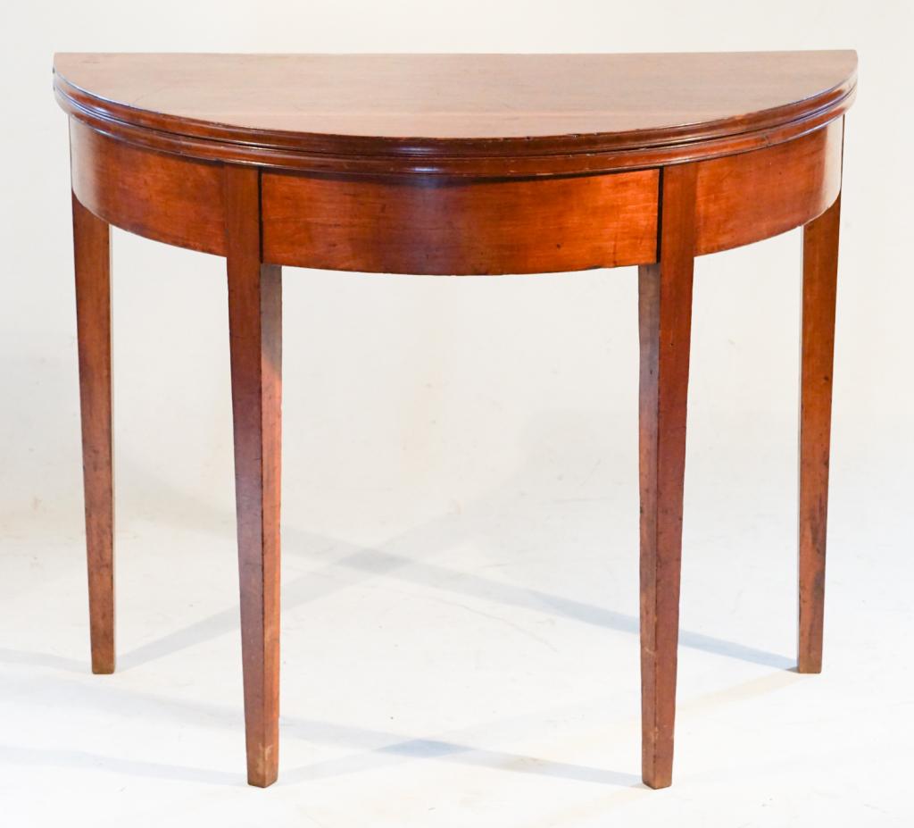 Southern Figured Cherry Wood Demilune Card Table (1 of 4)