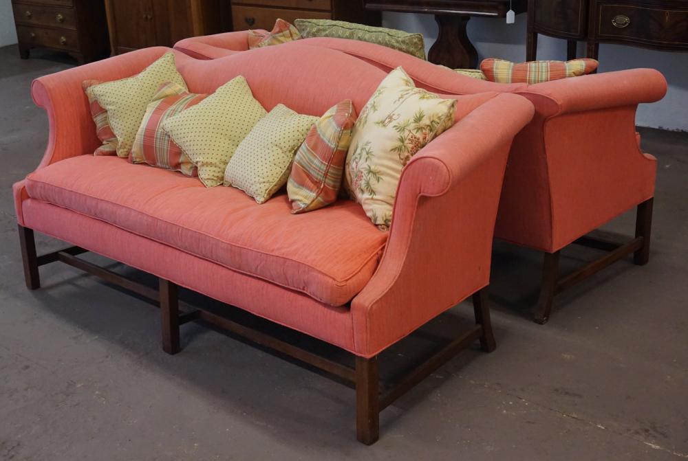 Pair Diminutive Chippendale Style Camel Back Sofas (1 of 3)