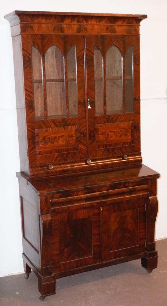 Classical Figured Mahogany Secretary Bookcase (1 of 2)