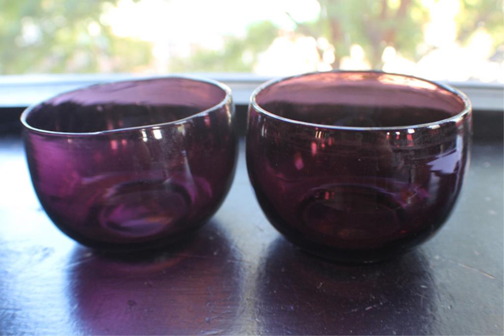 Pair Antique Amethyst Glass Finger Bowls (1 of 1)