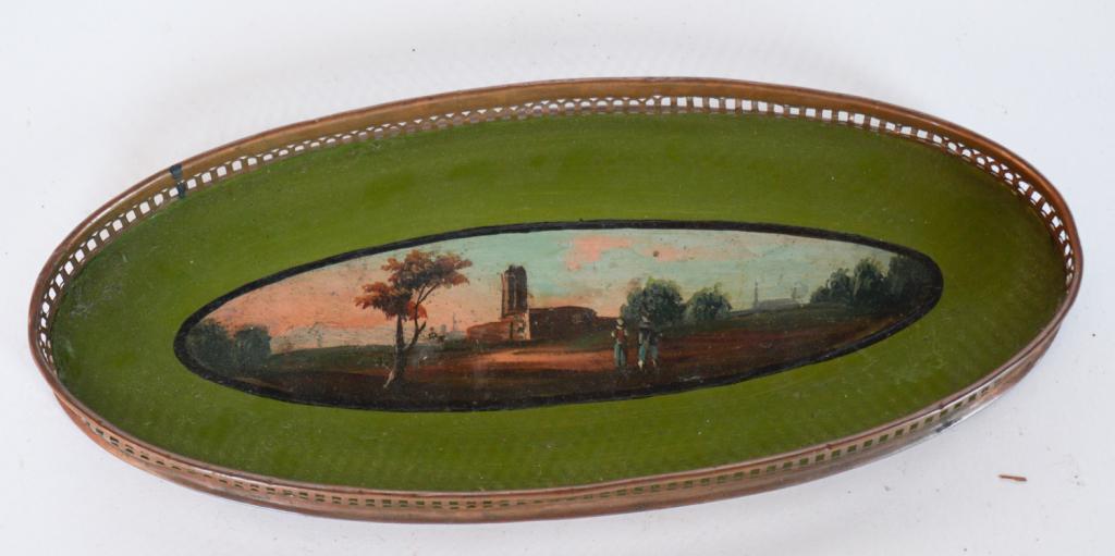 Antique French Towle Painted Metal Card Tray (1 of 2)