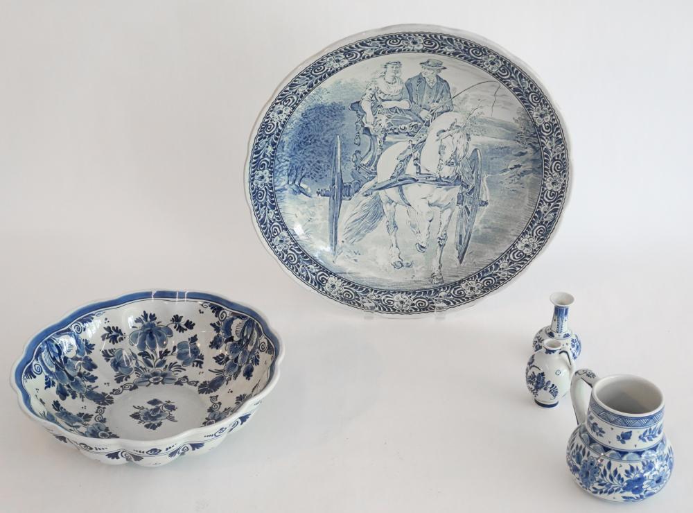 Vintage Dutch Delft Pottery Blue & White Pieces (1 of 2)