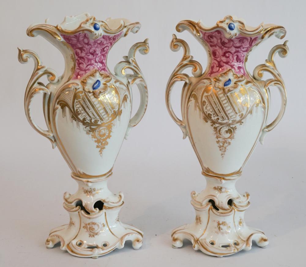 Fine Pair French Antique Old Paris Porcelain Vases (1 of 3)