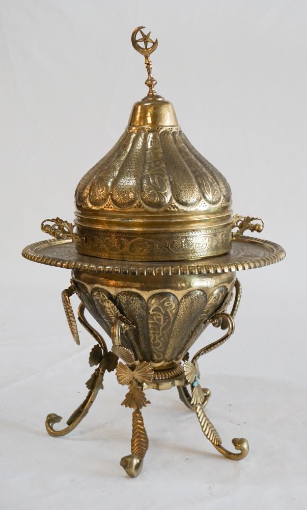 Antique Pierced & Cased Brass Coal Stove (1 of 4)