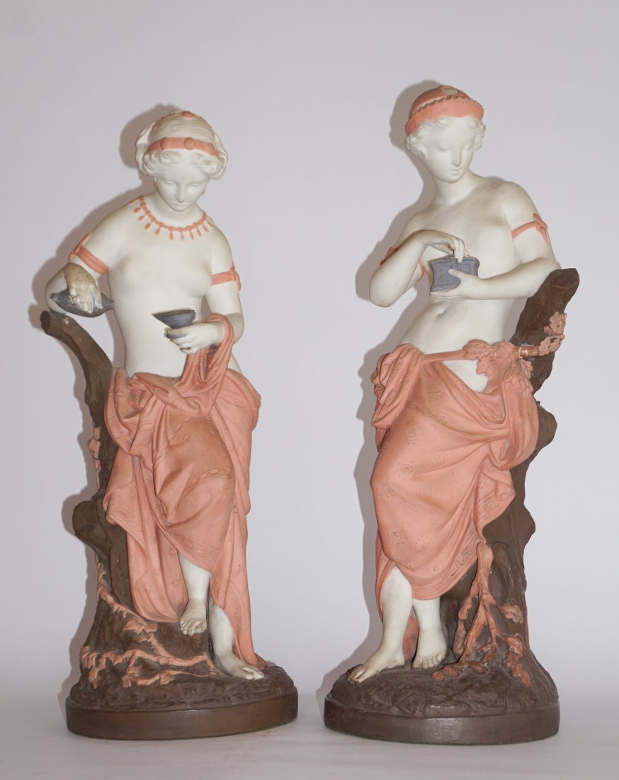 Quality Pair Neoclassical Minton Porcelain Figures (1 of 6)