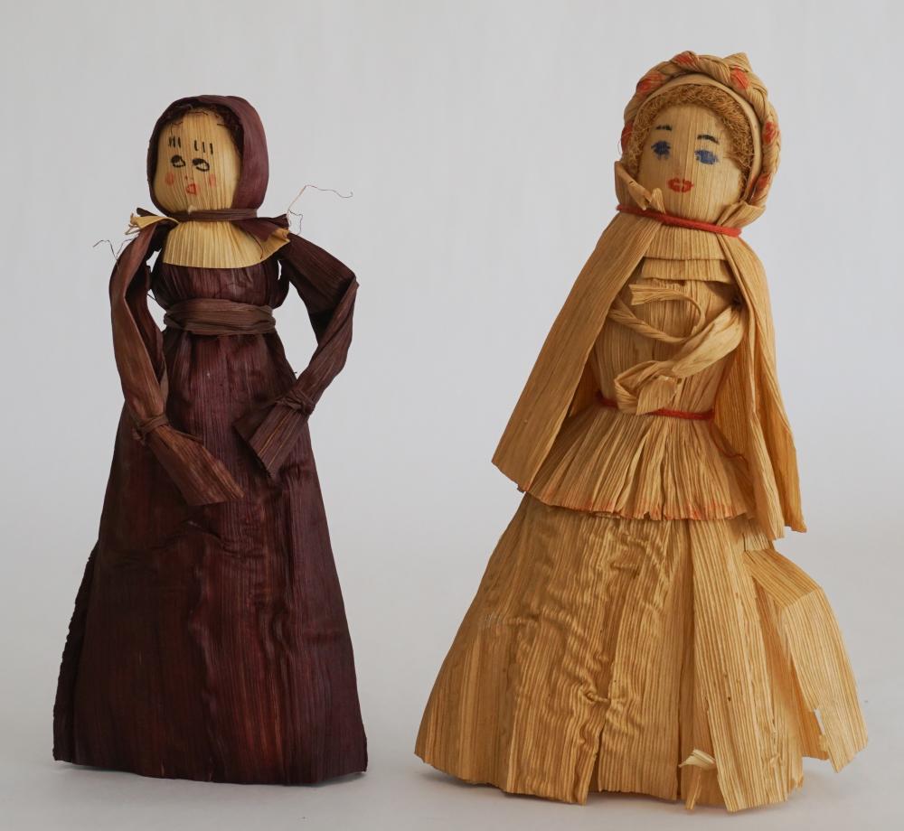 Two Vintage South Carolina Folk Art CornHusk Dolls (1 of 1)