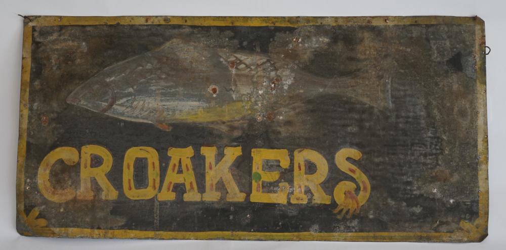 Quality Antique Hand Painted Trade Sign on Tin (1 of 2)