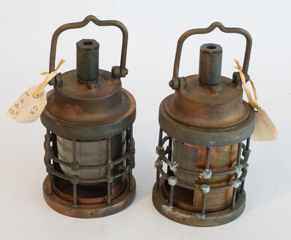 Pair 1940s Industrial Nautical Hanging Lanterns (1 of 3)