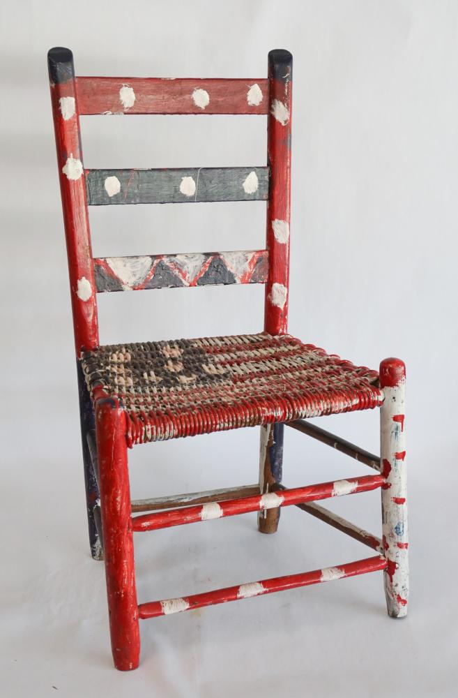 Outsider Art Painted Side Chair by R.A. Miller (1 of 2)