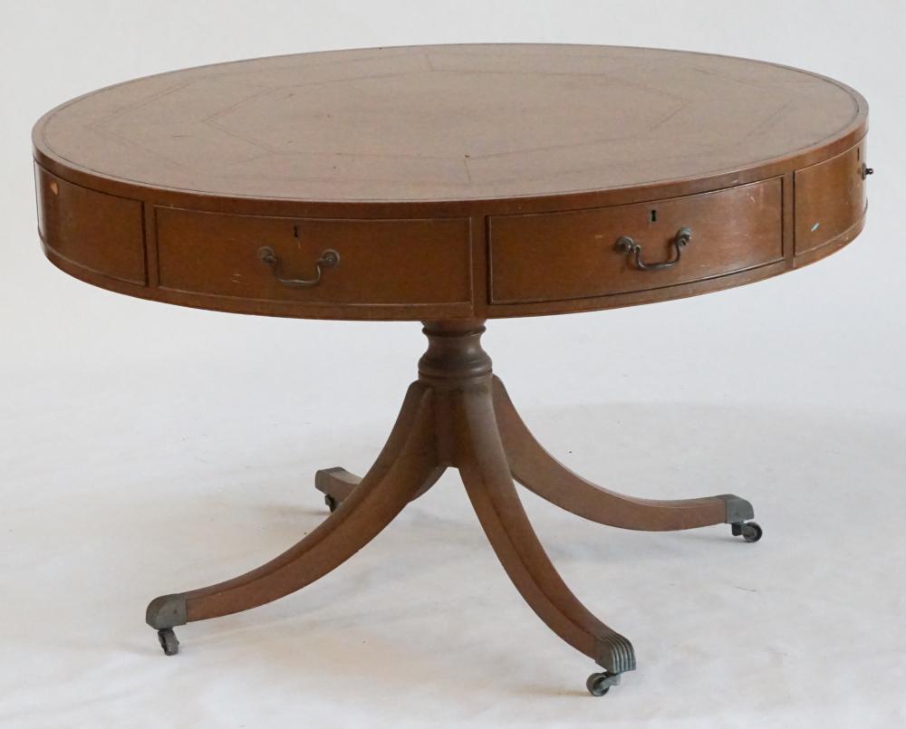 British George III Style Leather Top Drum Table (1 of 4)