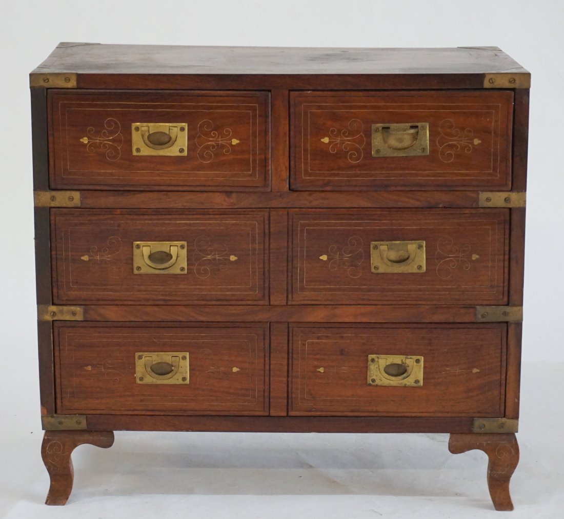 Anglo Indian Brass Miniature Campaign Chest (1 of 4)