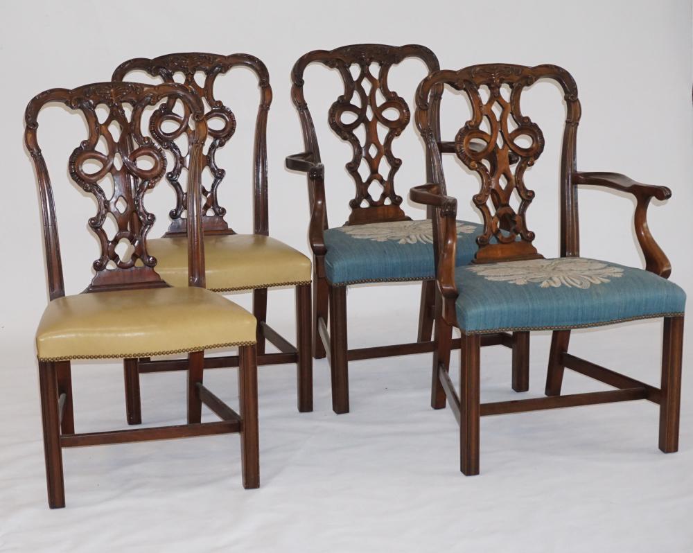 Set Chippendale Style Carved Mahogany Dining Chair (1 of 3)