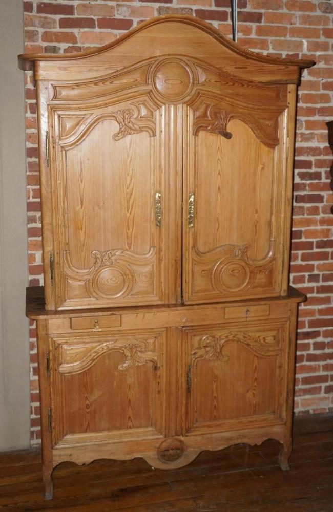 French Country Rococo Carved Pine Linen Press (1 of 3)