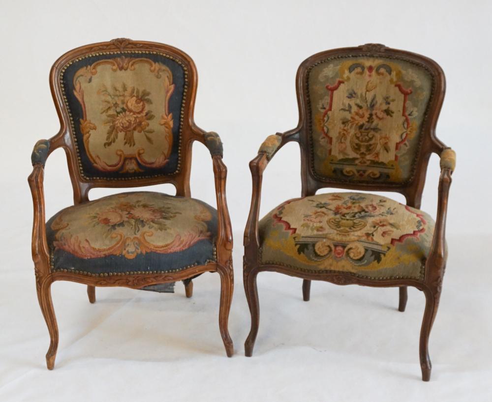 Two French Aubusson Upholstered Open Arm Chairs (1 of 2)