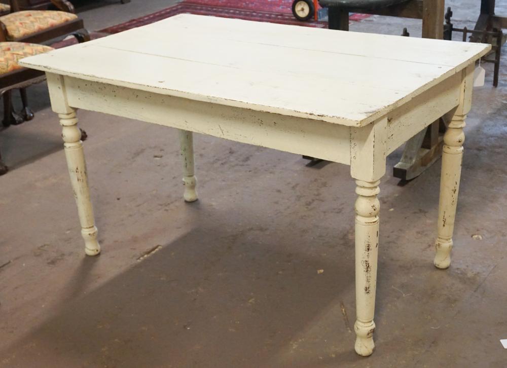 Country Sheraton Painted Yellow Pine Harvest Table (1 of 3)