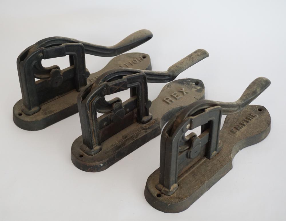 Three Antique Cast Iron Tobacco Plug Cutters (1 of 4)