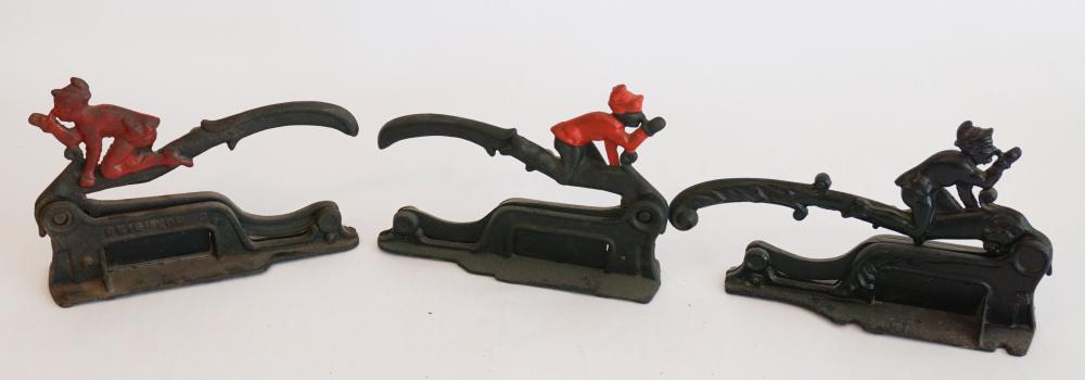 3 Antique Cast Iron Figural Tobacco Plug Cutters (1 of 2)