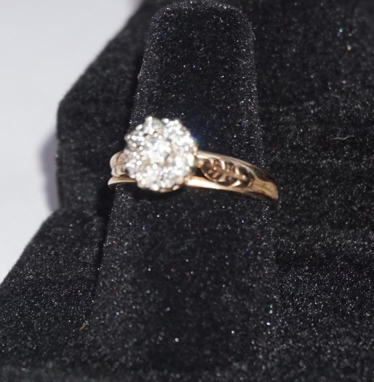 Elegant Ladies Diamond & 10k GoldCluster Deco Ring (1 of 2)