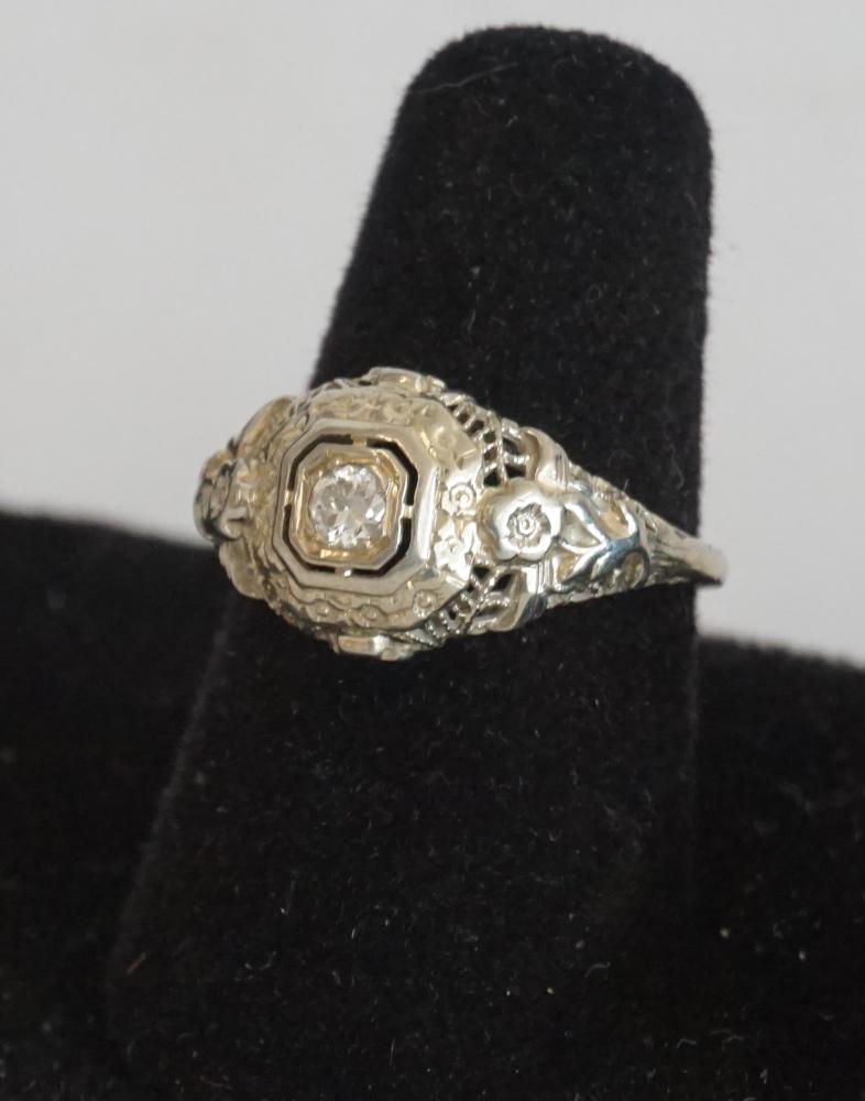 Antique 14k White Gold & Diamond Ring (1 of 1)