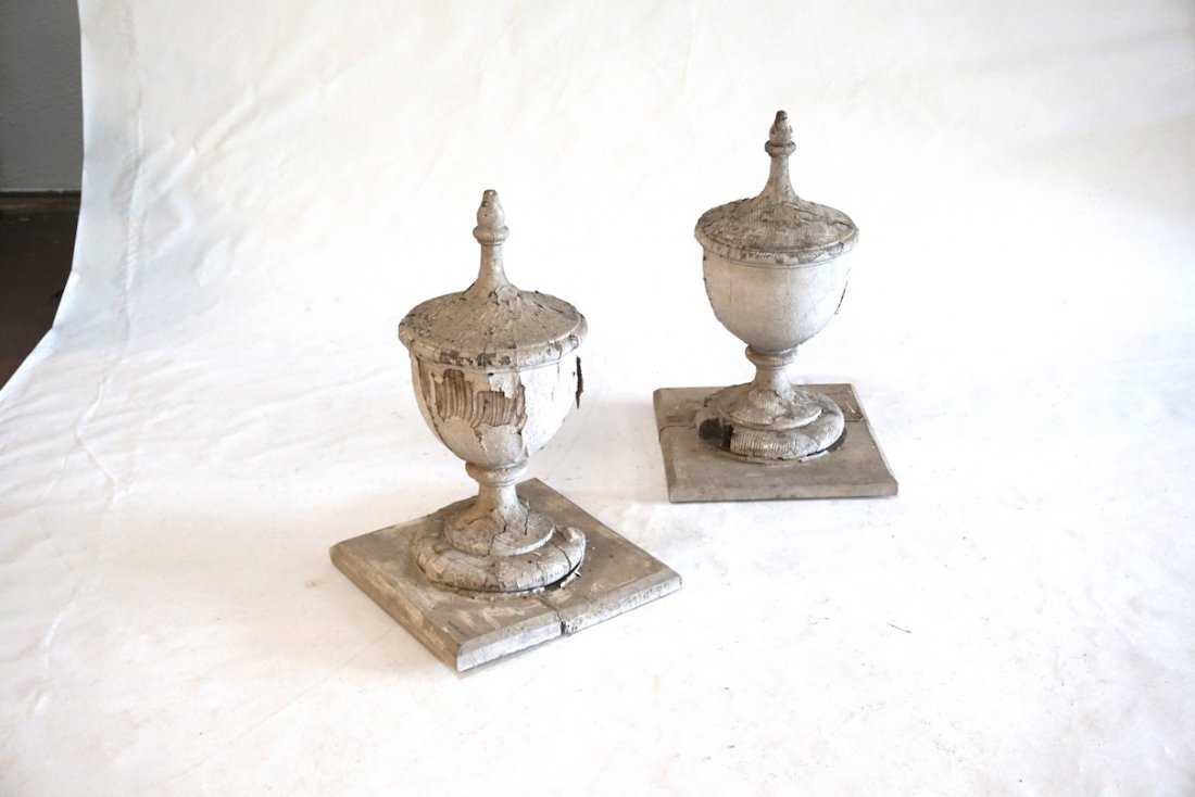 Fine Pair Yellow Pine Gate Architectural Finials (1 of 1)