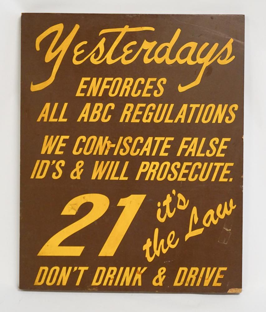 Yesterdays Original Hand Made Bar Regulation Sign (1 of 1)