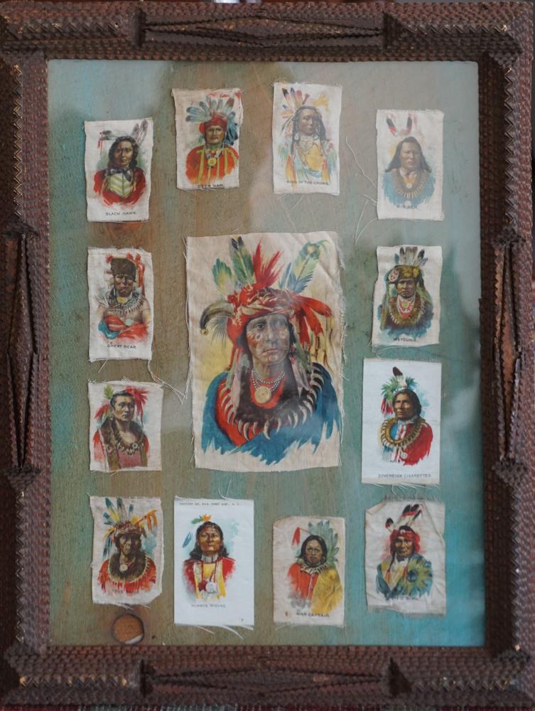 Folk Art Frame With Native American Tobacco Silks (1 of 2)
