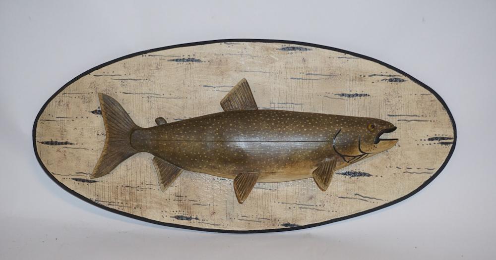 Vintage Folk Art Trout Wood Mount Wall Hanger (1 of 1)