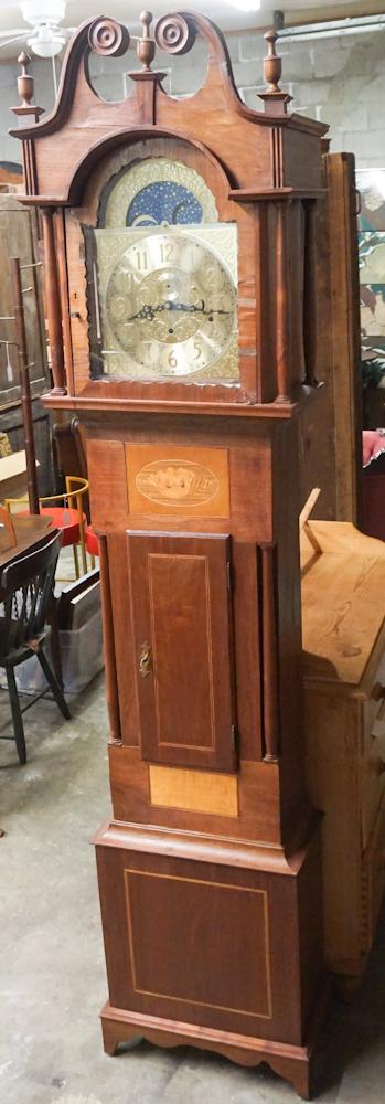 Federal Style Inlaid Walnut Bench Made Tall Clock (1 of 3)