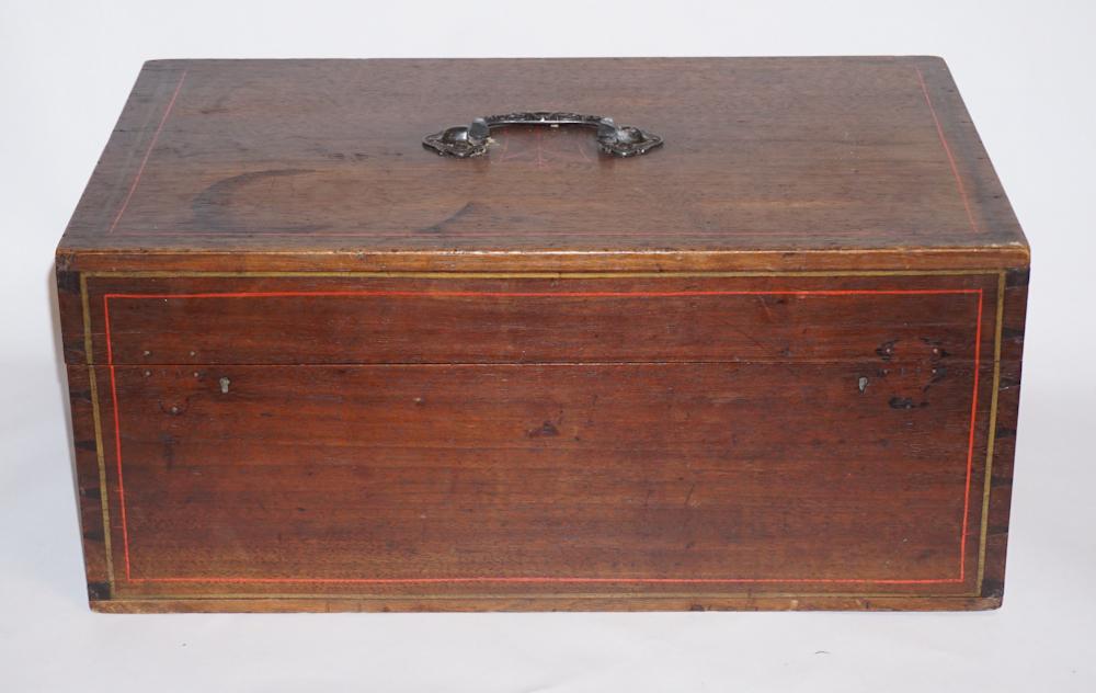 Antique Folk Art Painted Mahogany Valuables Box (1 of 3)