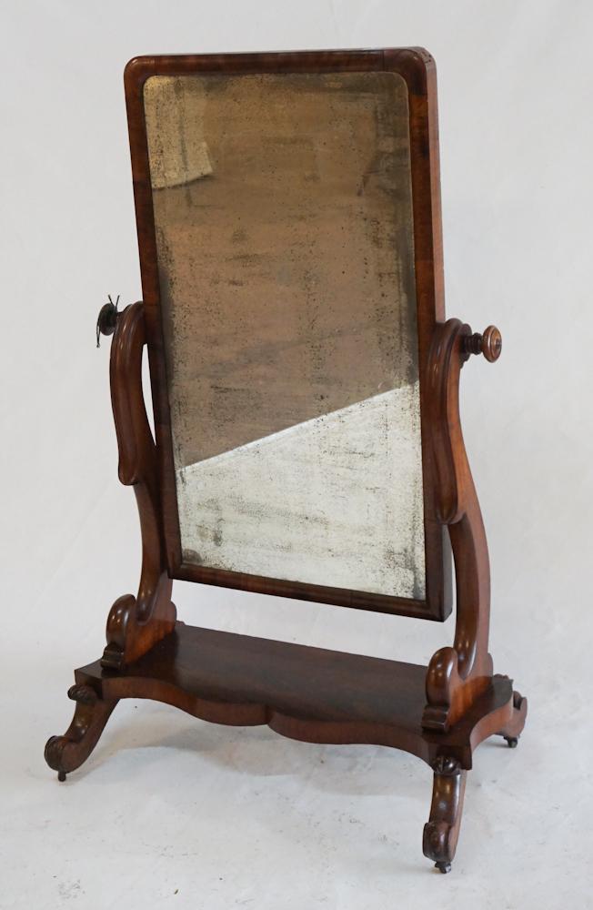 Classical Figured & Carved Mahogany Cheval Mirror (1 of 3)