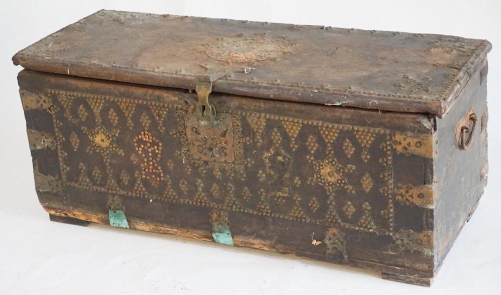 Antique Continental Hardwood Valuables Trunk (1 of 2)