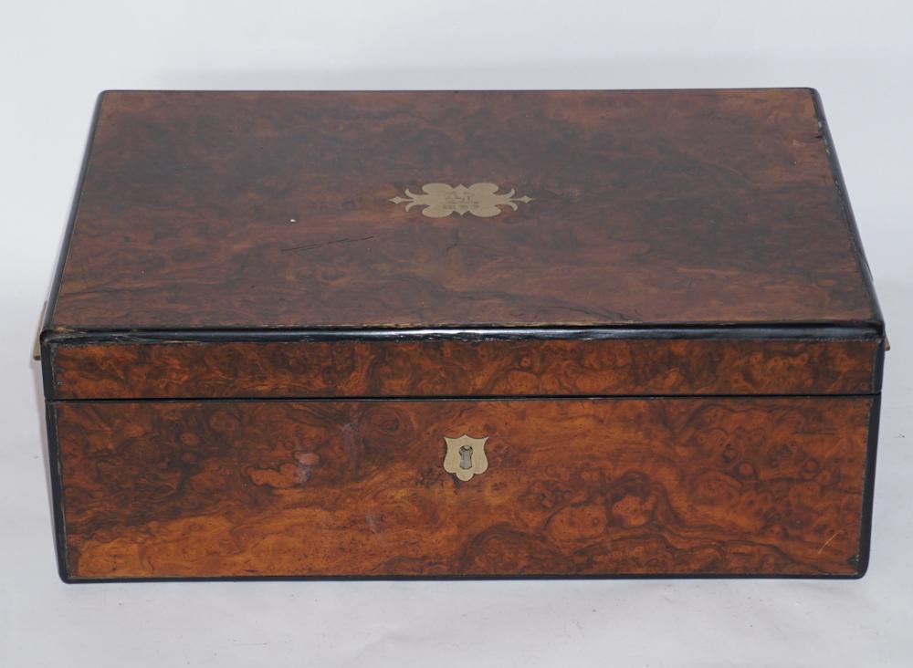 Victorian Burl Military Campaign Writing Box (1 of 5)
