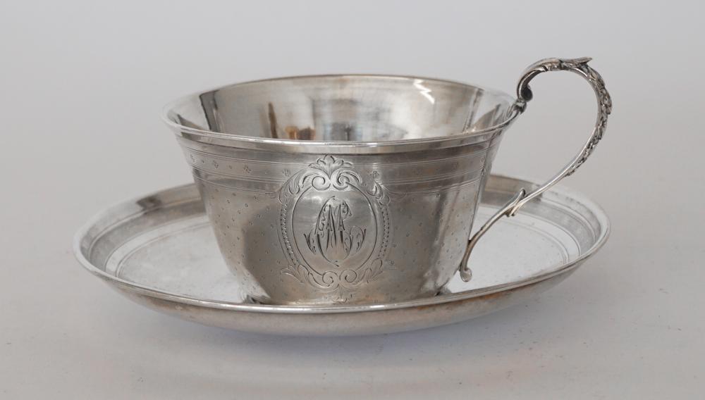 Antique American Coin Silver Cup & Saucer (1 of 2)