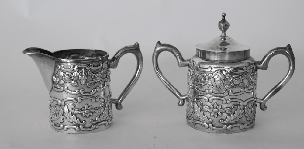 Chinese Export Sterling Cream Pitcher & Sugar Pot (1 of 2)