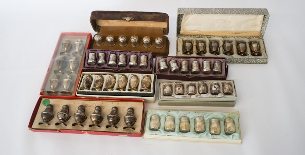 Nine Cased Sets Sterling Silver Table Casters (1 of 1)