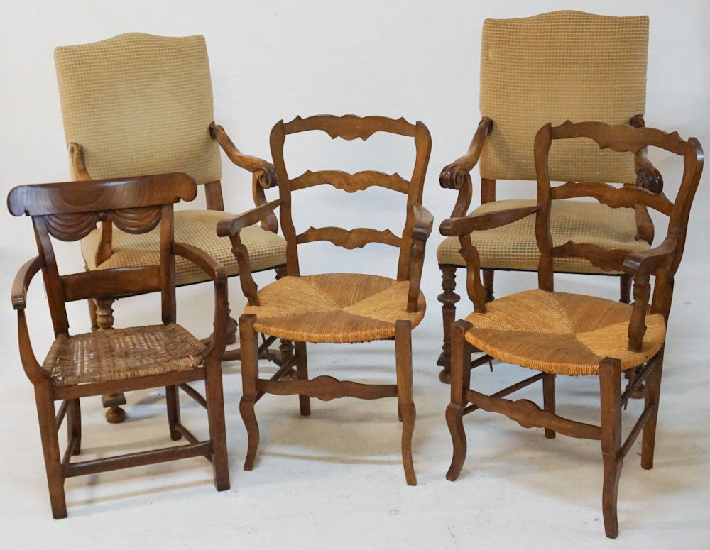Group French Carved Walnut Chairs (1 of 2)