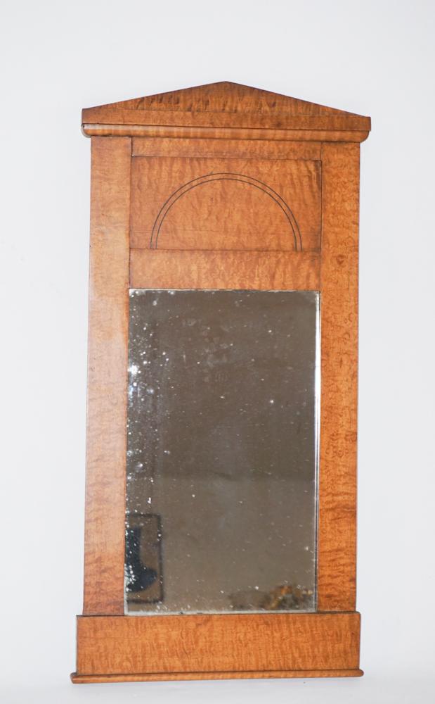 Late Federal Figured Maple & Inlaid Looking Glass (1 of 3)