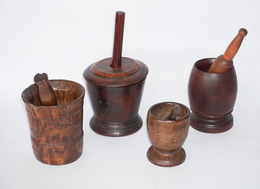 Fine Collection Antique Burlwood Mortars & Pestles (1 of 2)