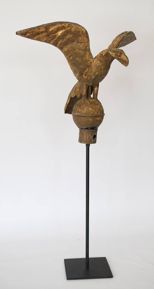 Antique Cast Copper & Gilt Eagle Finial (1 of 2)