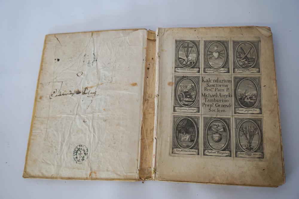 Rare 17th C. Printing Velum-Bound Jesuit Calendar (1 of 8)