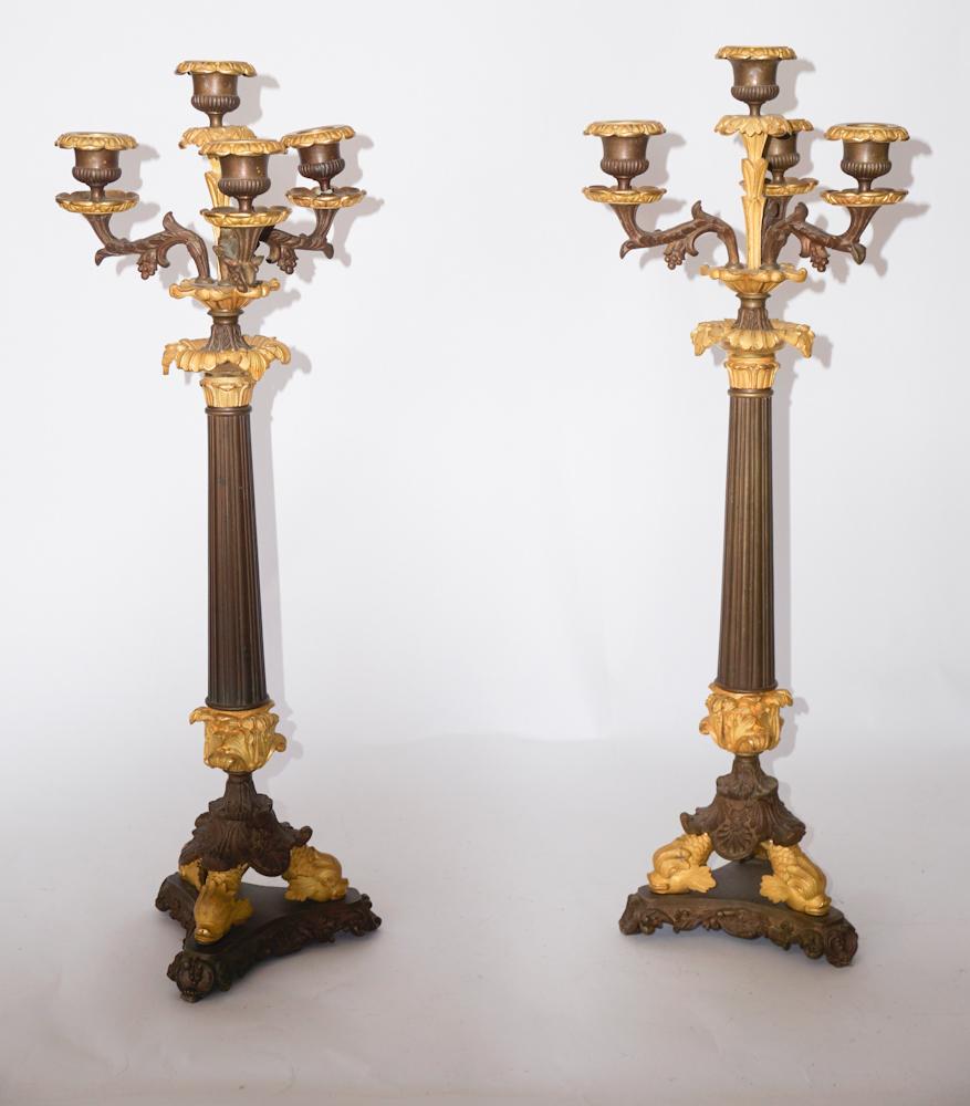Pair French Neoclassical Gilt Bronze Candelabra (1 of 4)
