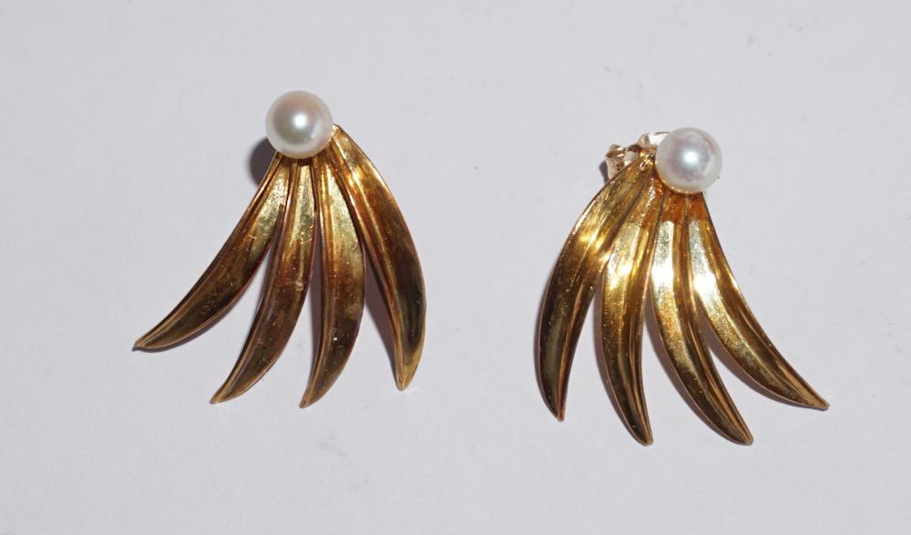 Deco 18k Gold & Pearl Earrings by Armin Kurz (1 of 2)