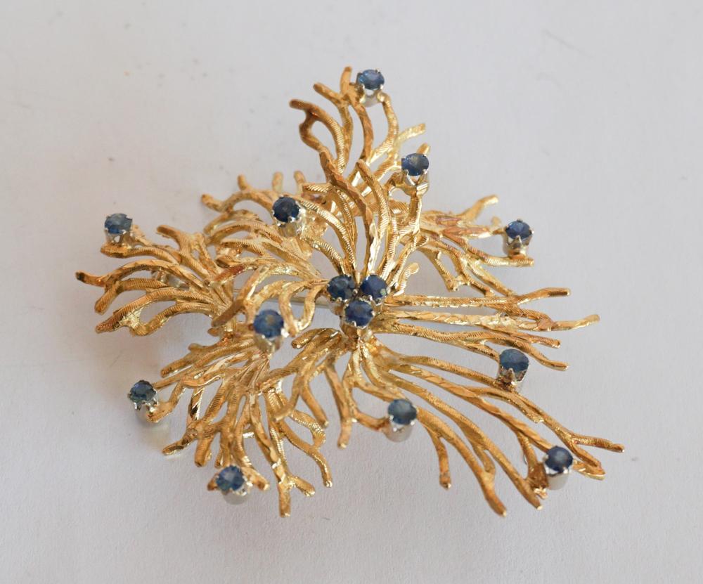 Carl Bucherer 18k Gold & Sapphire CoralForm Brooch (1 of 2)