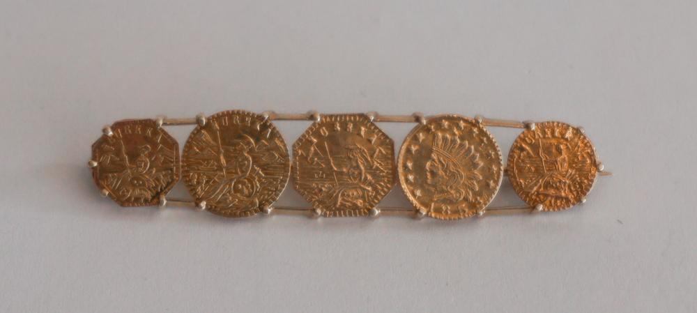 10k Gold Bar Pin with Gold Coins (1 of 1)