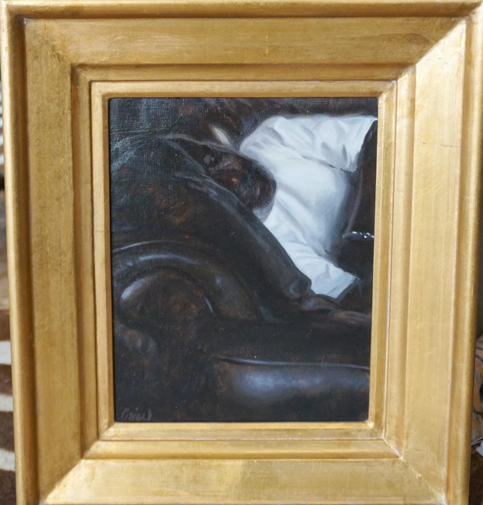 Gary Grier: (South Carolina/Florida, b. 1976) Oil on board portrait of a gentleman signed lower left. Handsomely framed and in good overall condition. H7 7/8" W9 1/8"