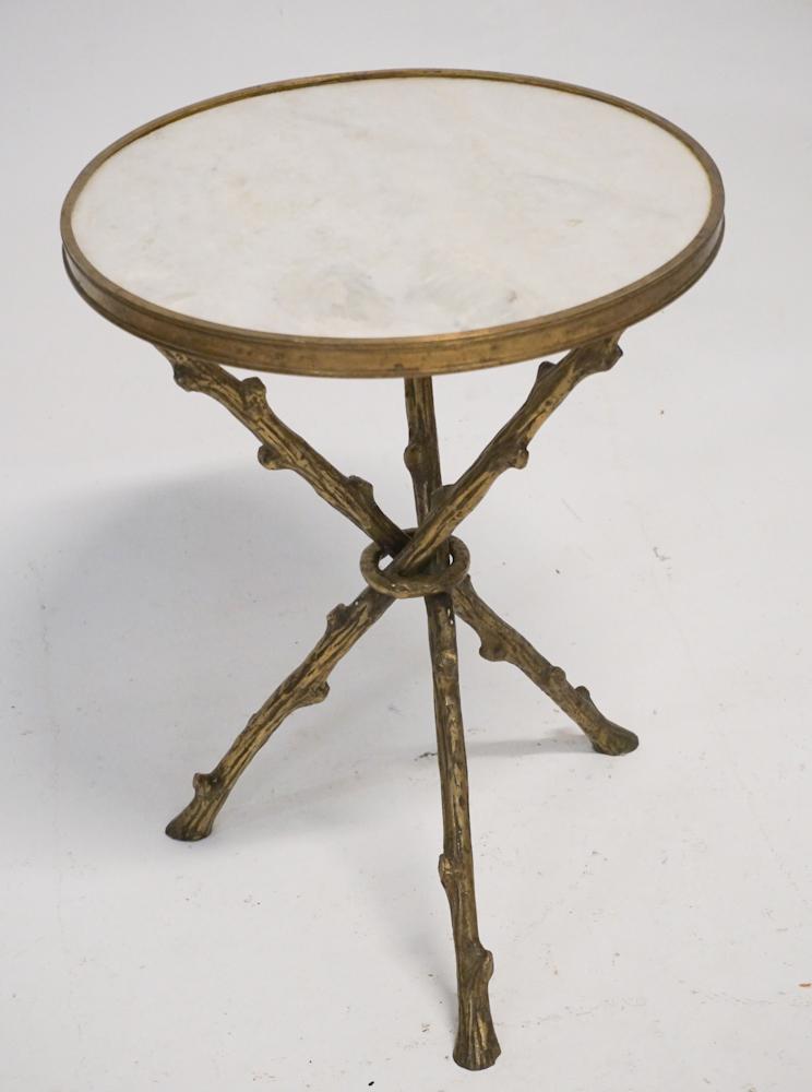 Deco Style Figural Brass & Marble Top Side Table (1 of 3)