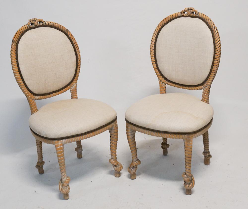 Pair Baker Napoleon III Style Twisted Rope Chairs (1 of 1)