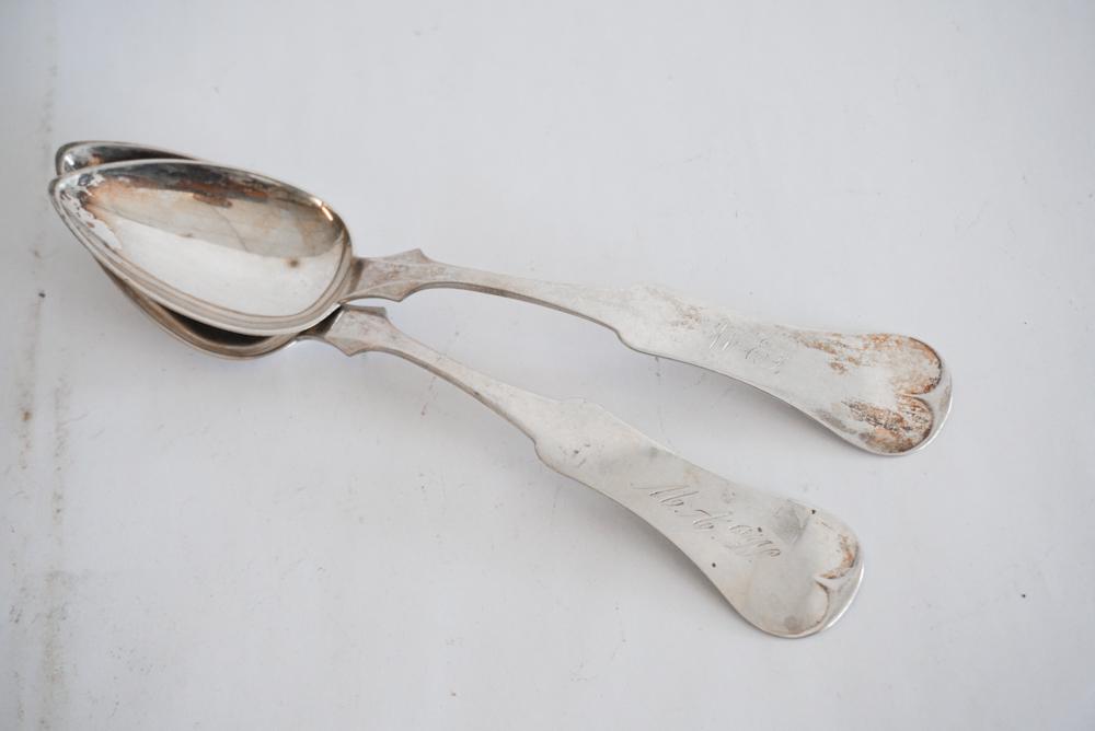 Pair Cincinnati Coin Silver Spoons by E & D Kinsey (1 of 1)